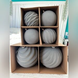 Velvet Gray Holiday Ornaments Set